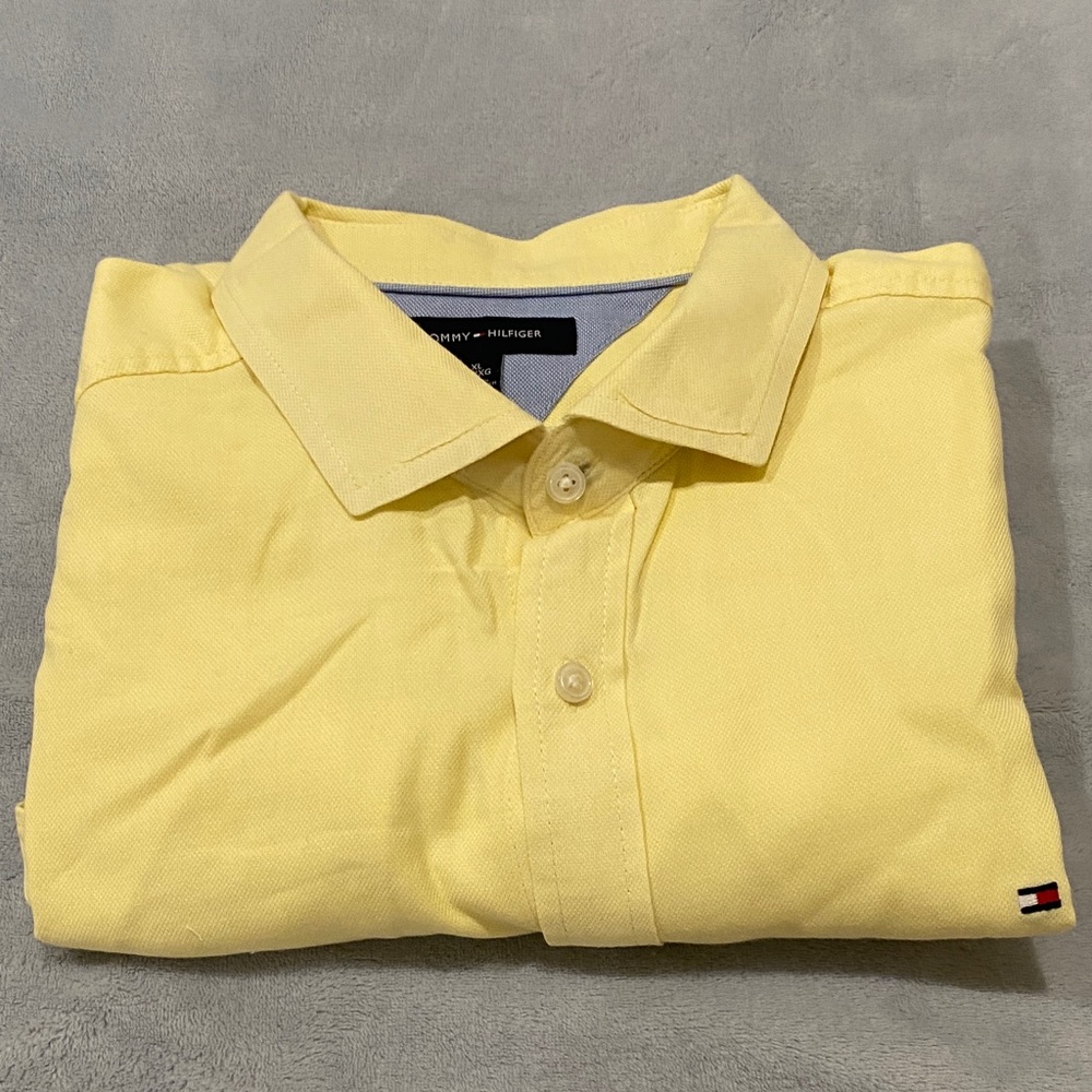 Tommy Hilfiger Yellow Short-Sleeve Button-Up Polo Shirt